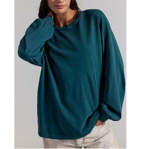 FREE PEOPLE We the Free Perfect Oversized Long Sleeve Top Forest Biome NWOT Sz S
